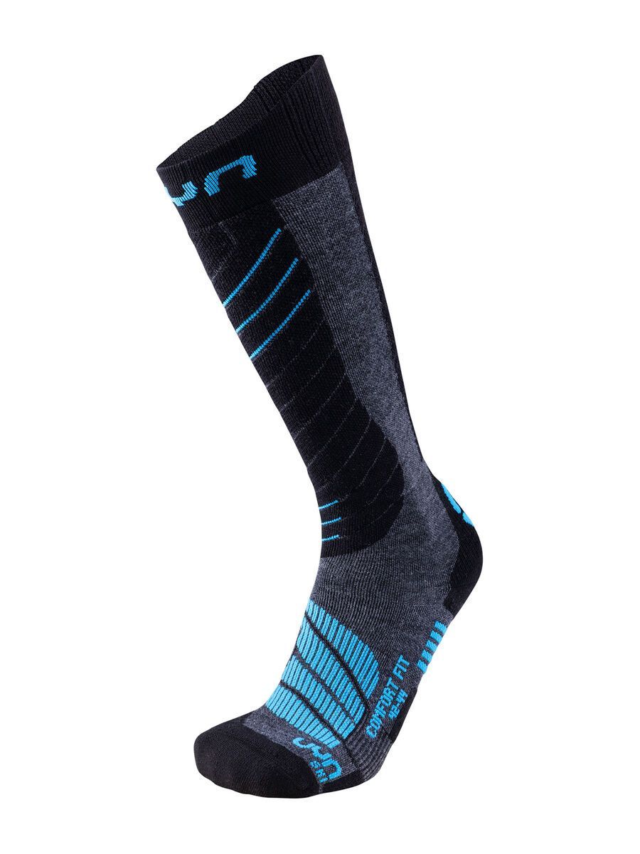 UYN Comfort Fit Ski Socks, medium grey melange/azure - Bild 1