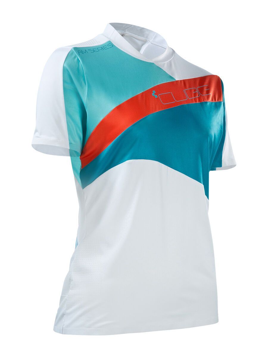 Cube AM WLS Rundhalstrikot kurzarm, white´n´blue - Bild 1