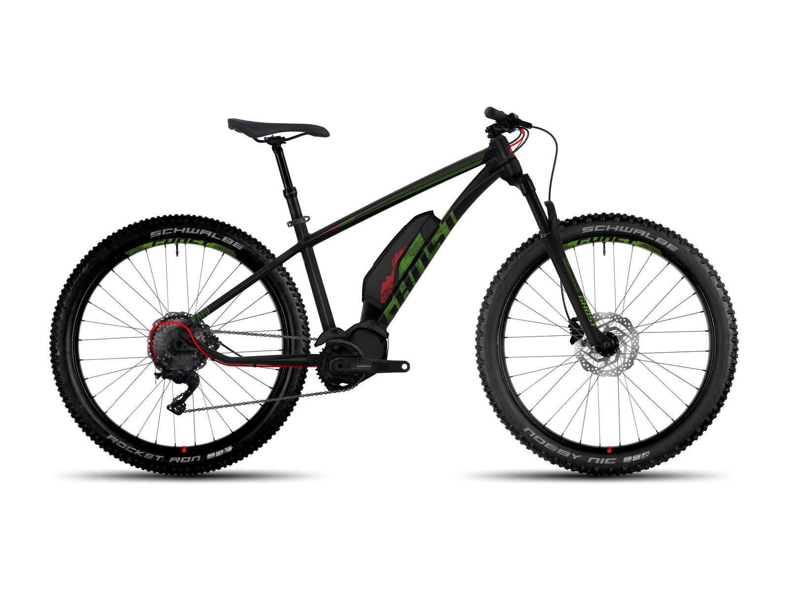 Ghost Hybride Kato 6 AL 27.5 Plus, night black/riot green/neon red - Bild 1