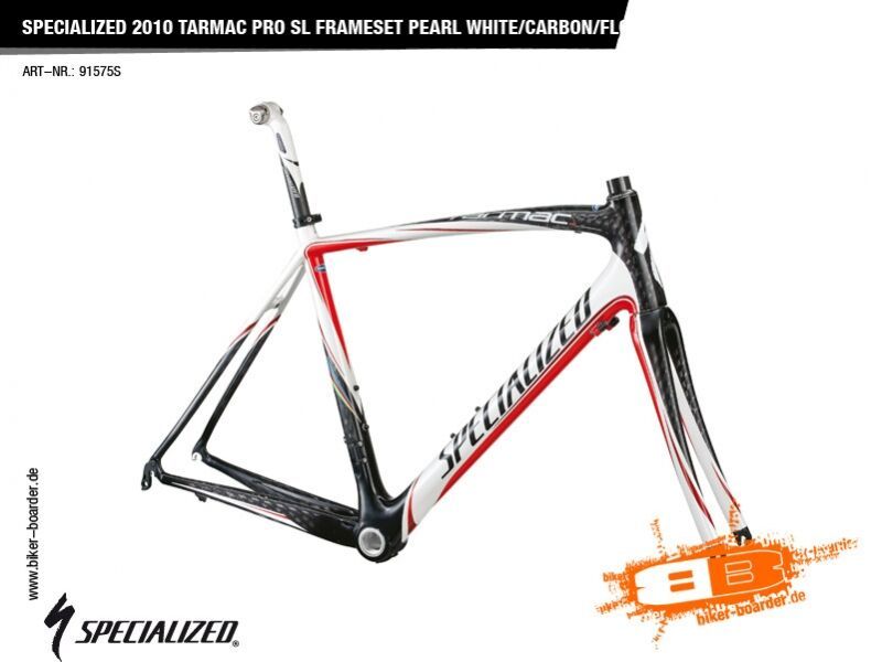 *** 2. Wahl *** Specialized 2010 Tarmac Pro SL Frameset Pearl White/Carbon/Flo Red | Größe 49cm - Bild 1