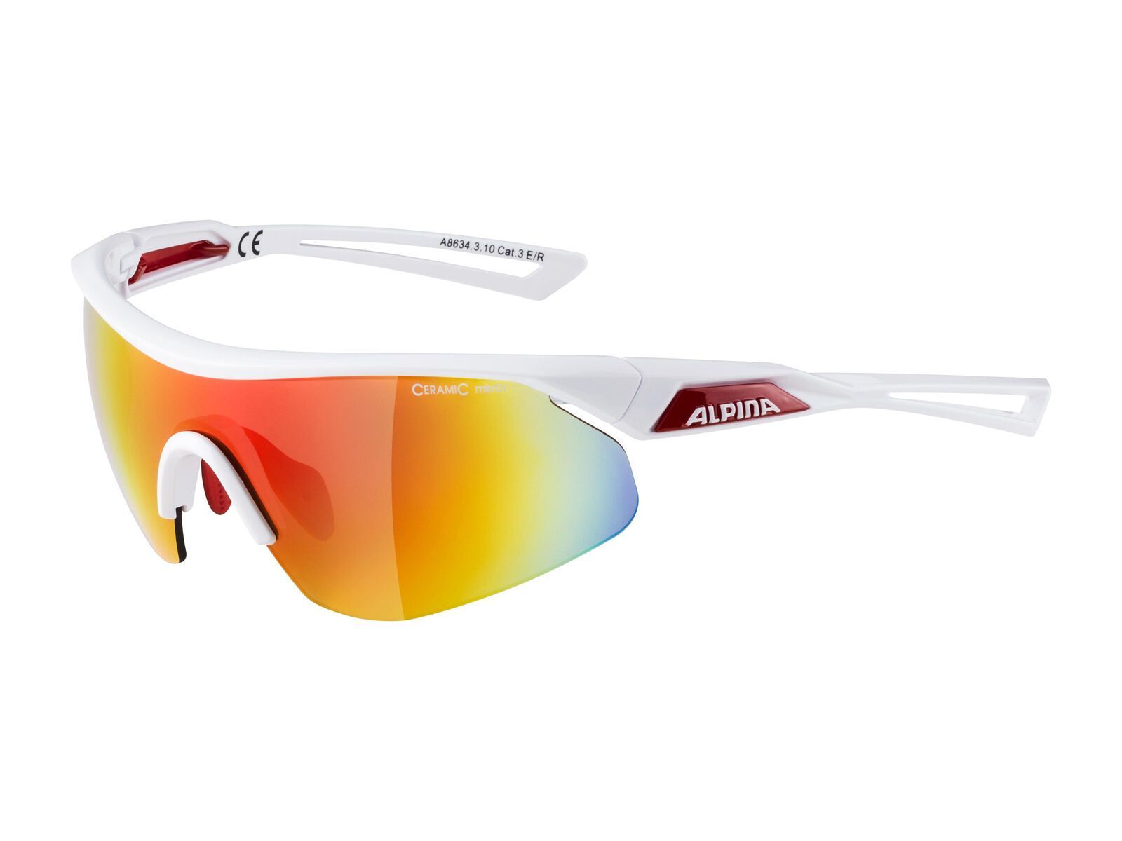 Alpina Nylos Shield, white-red/Lens: ceramic mirror red - Bild 1