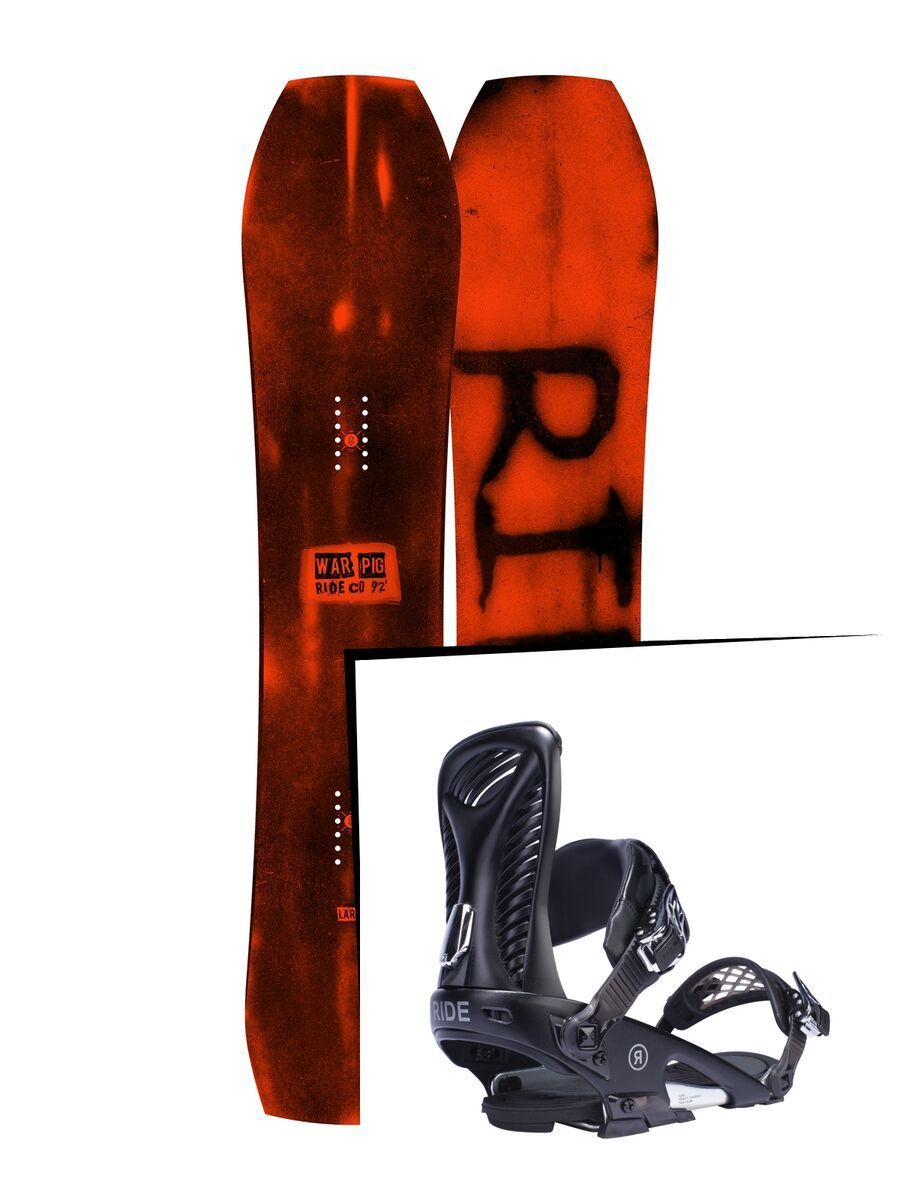 Set: Ride Warpig Large 2017 + Ride Capo 2017, black - Snowboardset - Bild 1