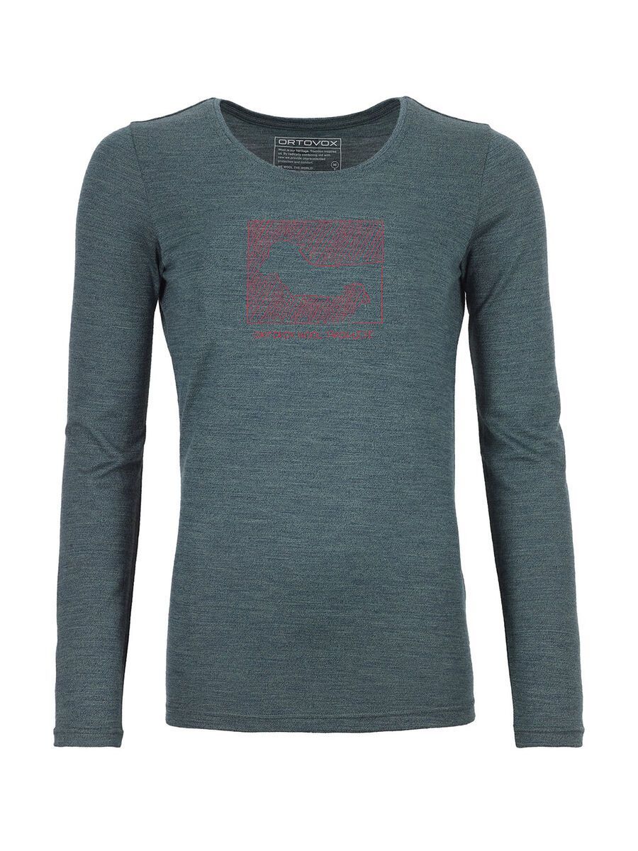 Ortovox 185 Merino Contrast Long Sleeve W, green forest blend - Bild 1