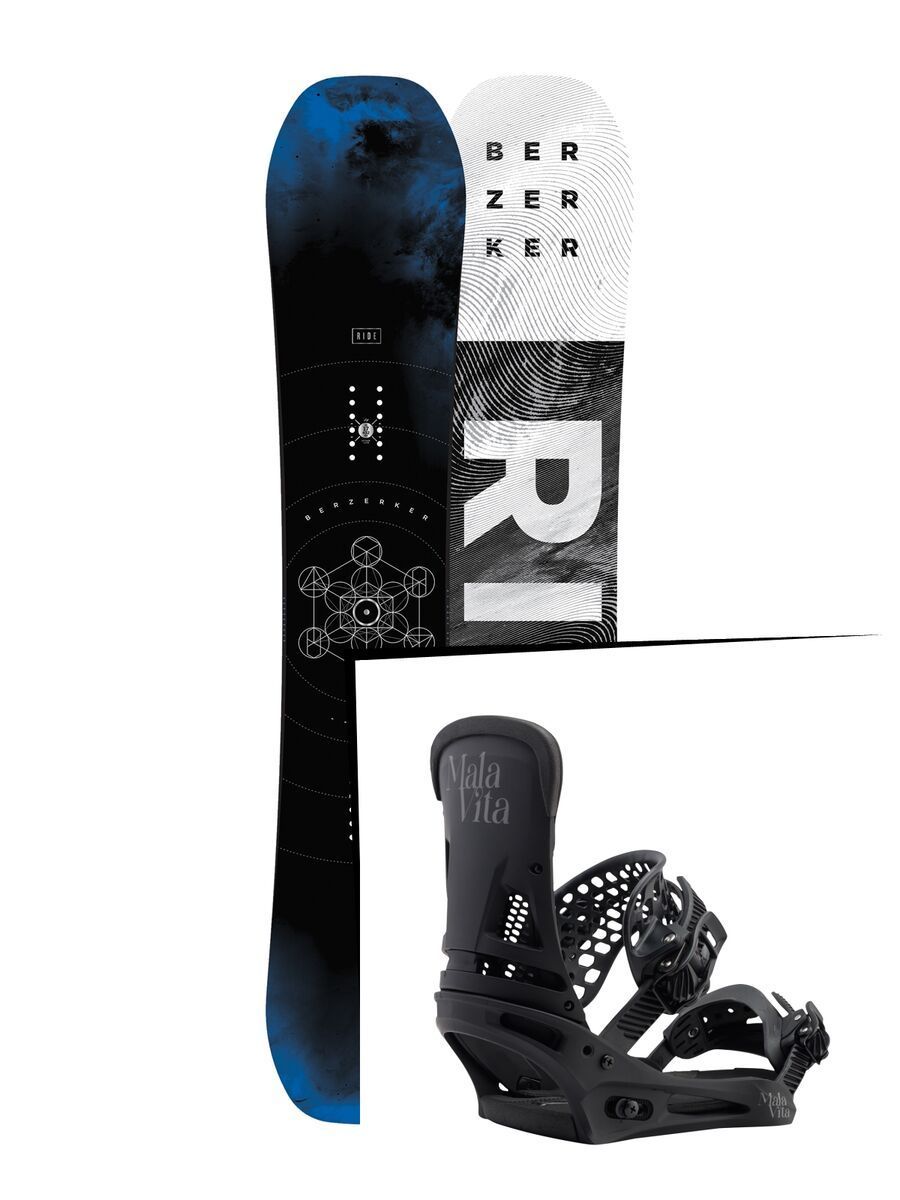 Set: Ride Berzerker 2017 + Burton Malavita 2017, black - Snowboardset - Bild 1