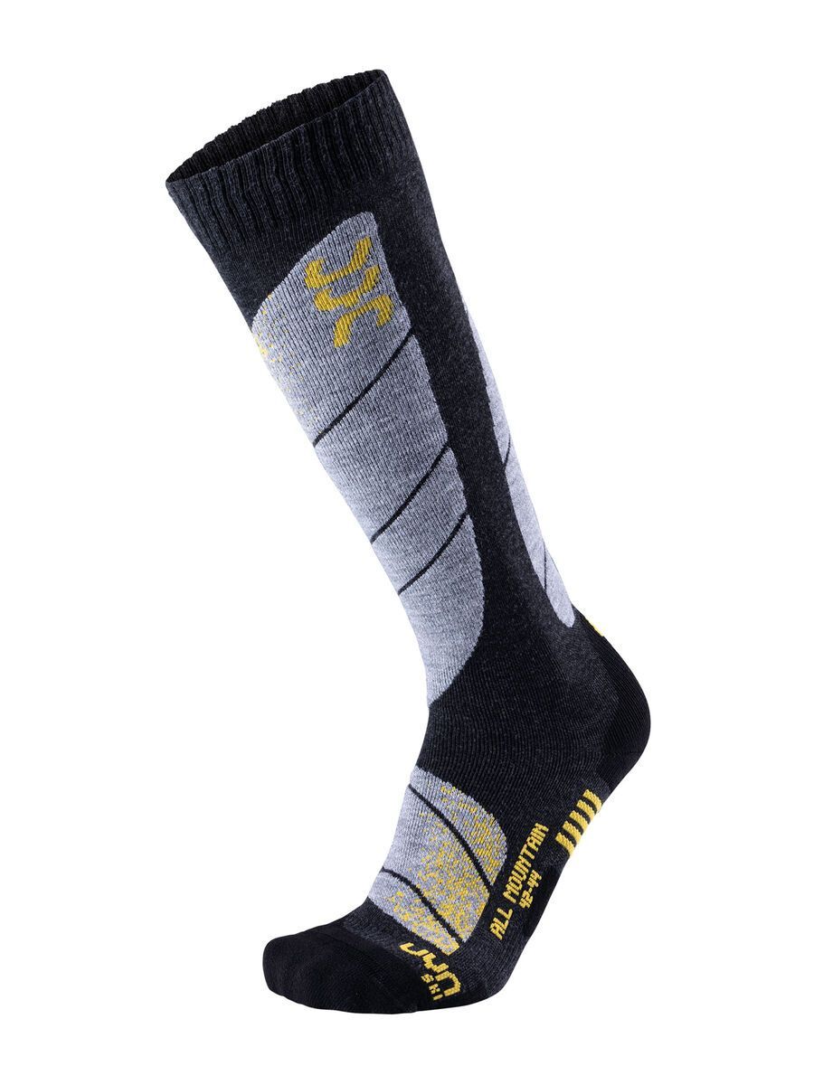 UYN All Mountain Ski Socks, anthracite melange/yellow - Bild 1