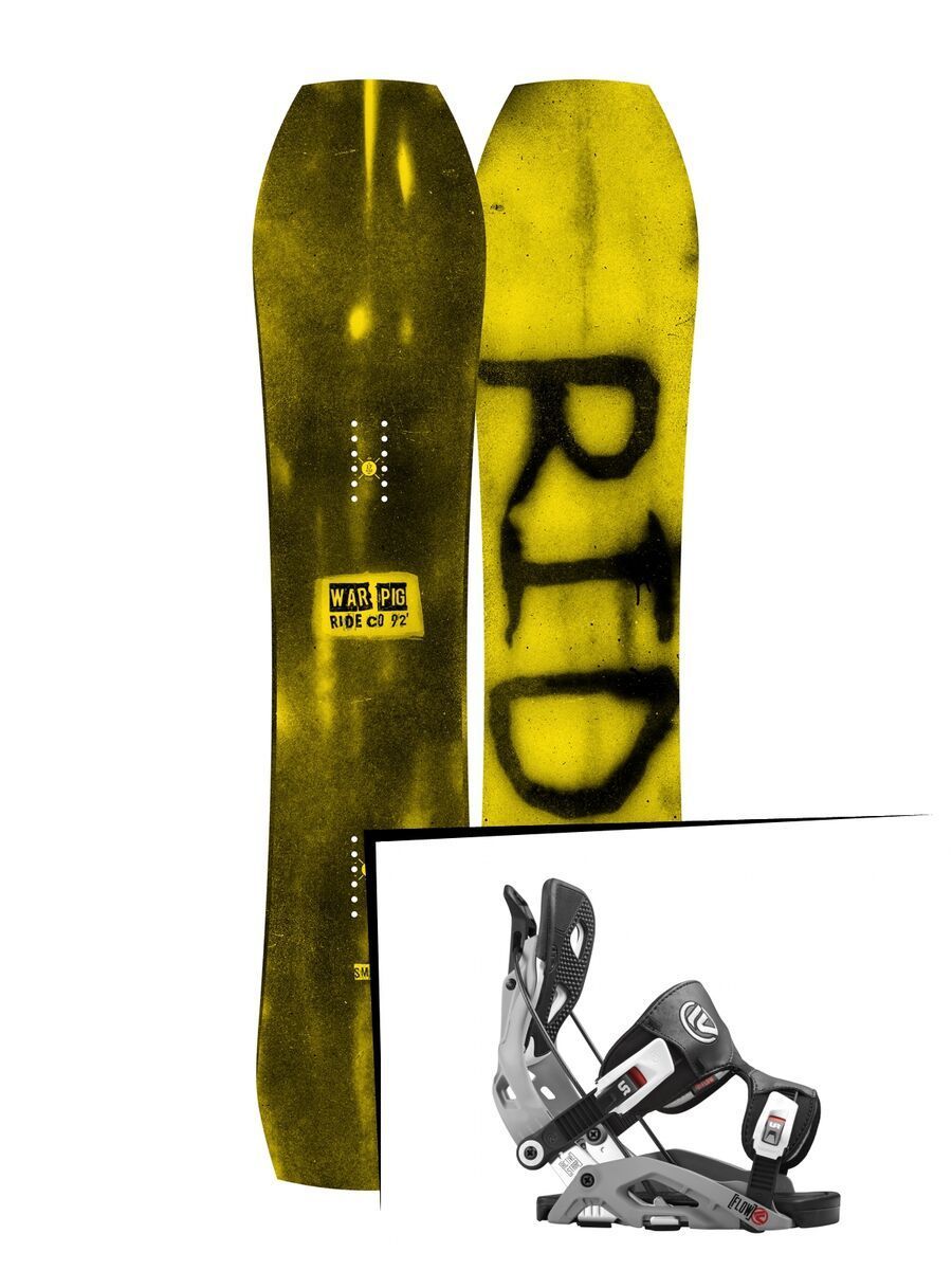 Set: Ride Warpig Small 2017 + Flow Fuse 2016, grey - Snowboardset - Bild 1