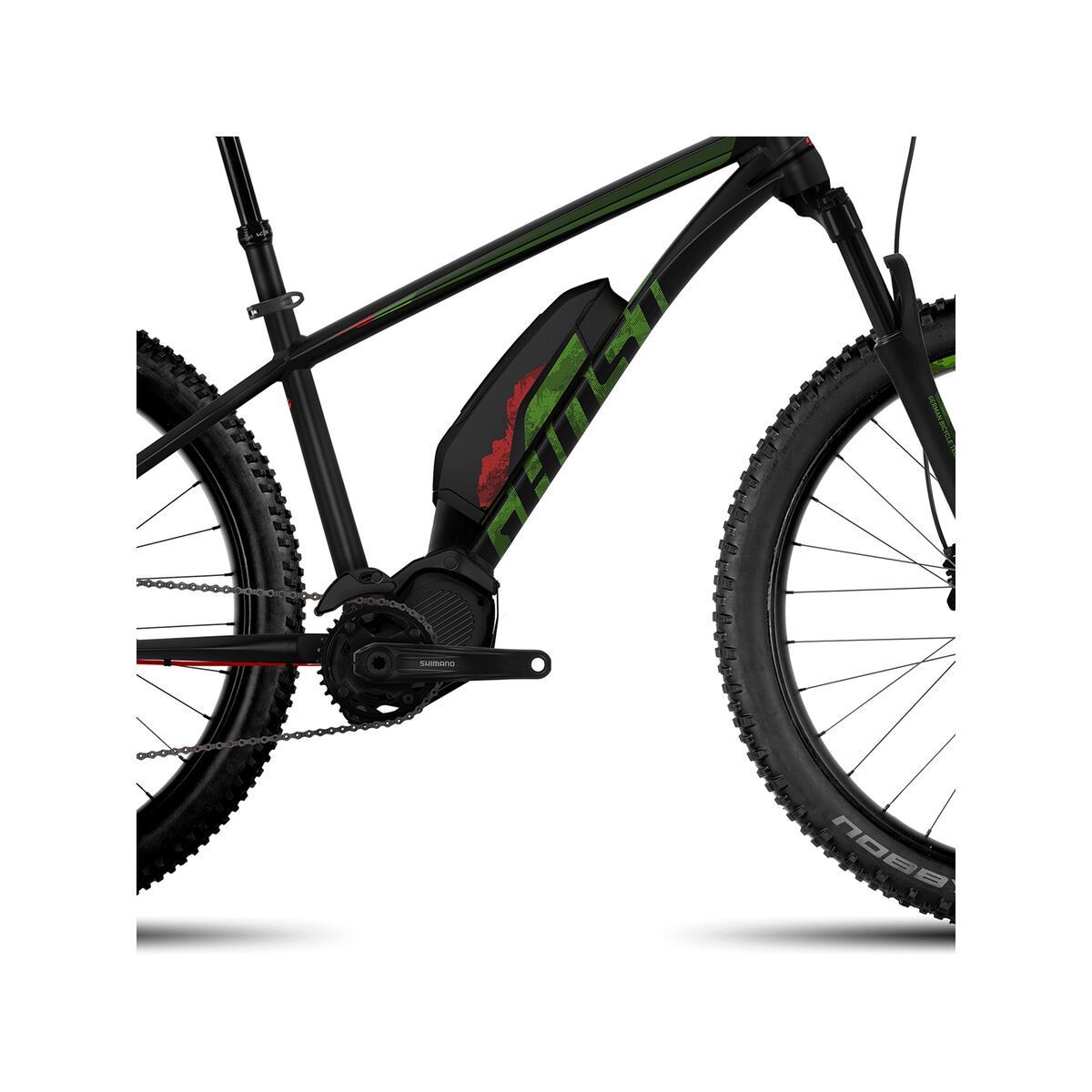 Ghost Hybride Kato 6 AL 27.5 Plus, night black/riot green/neon red - Bild 3