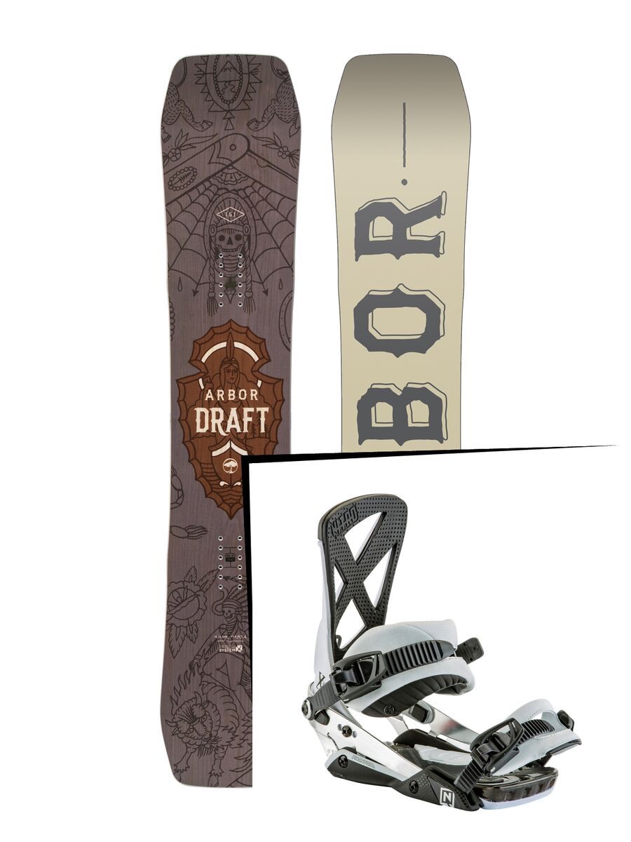 Set: Arbor Draft 2017 + Nitro Phantom 2017, white - Snowboardset - Bild 1
