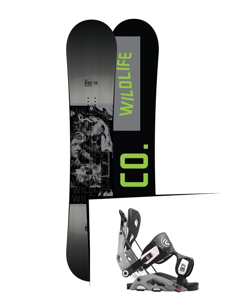 Set: Ride Wild Life 2017 + Flow Fuse 2016, grey - Snowboardset - Bild 1