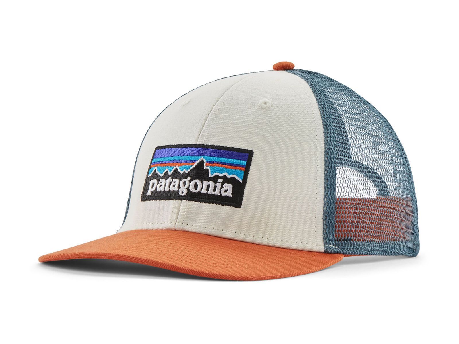 Patagonia P-6 Logo LoPro Trucker Hat, white w/redtail rust - Bild 1