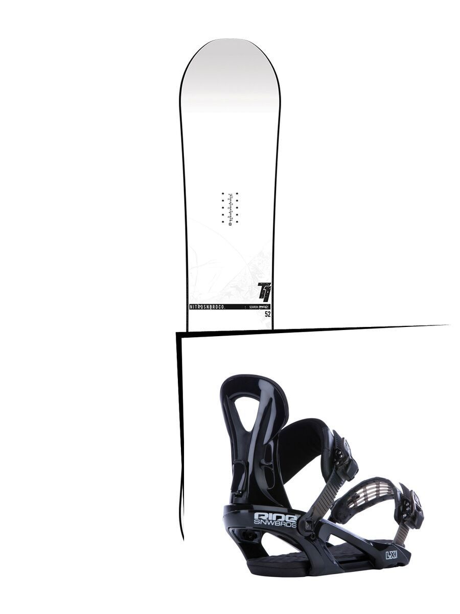 Set: Nitro T1 2017 + Ride LX 2015, black - Snowboardset - Bild 1