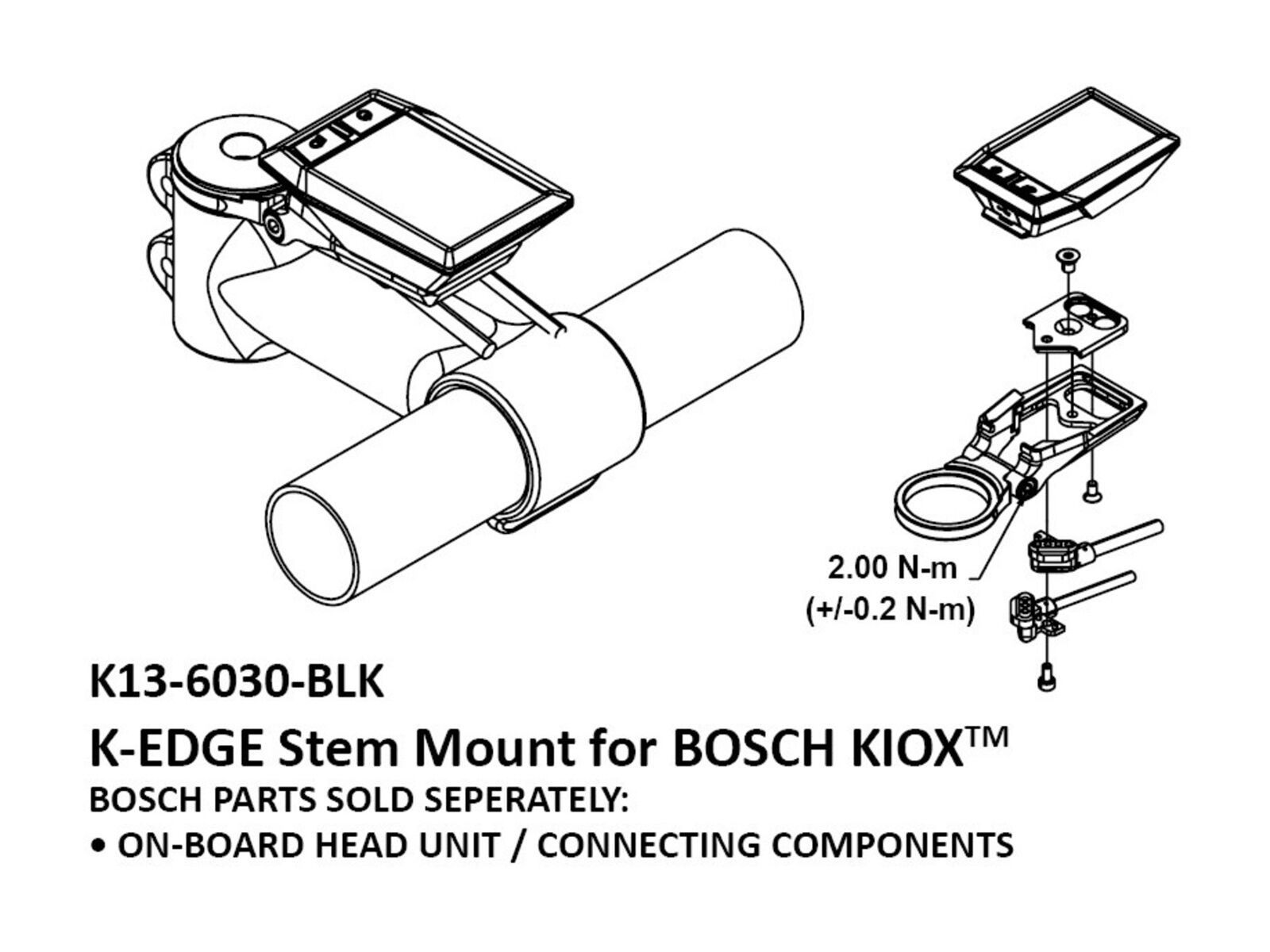 K-Edge Bosch Kiox Adjustable Stem Mount, black - Bild 7