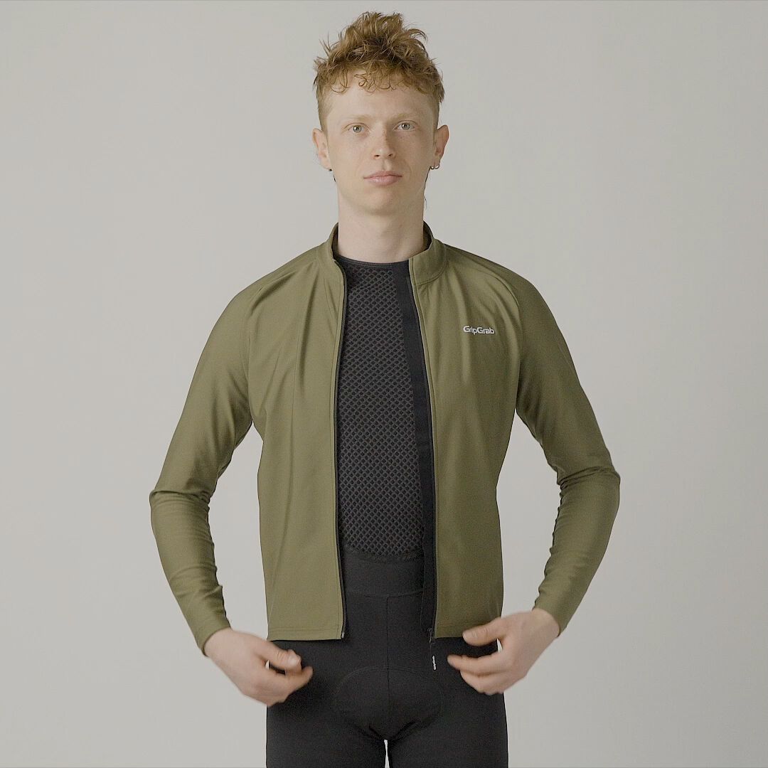 GripGrab PACR Thermal Long Sleeve Jersey, olive green - Video 11