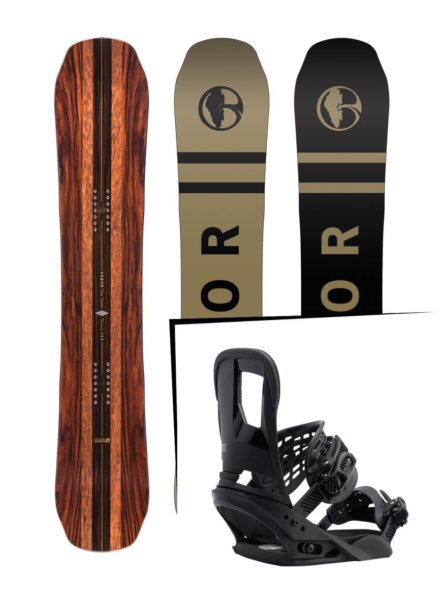Set: Arbor Coda Camber Premium Mid Wide 2017 + Burton Cartel 2017, black - Snowboardset - Bild 1