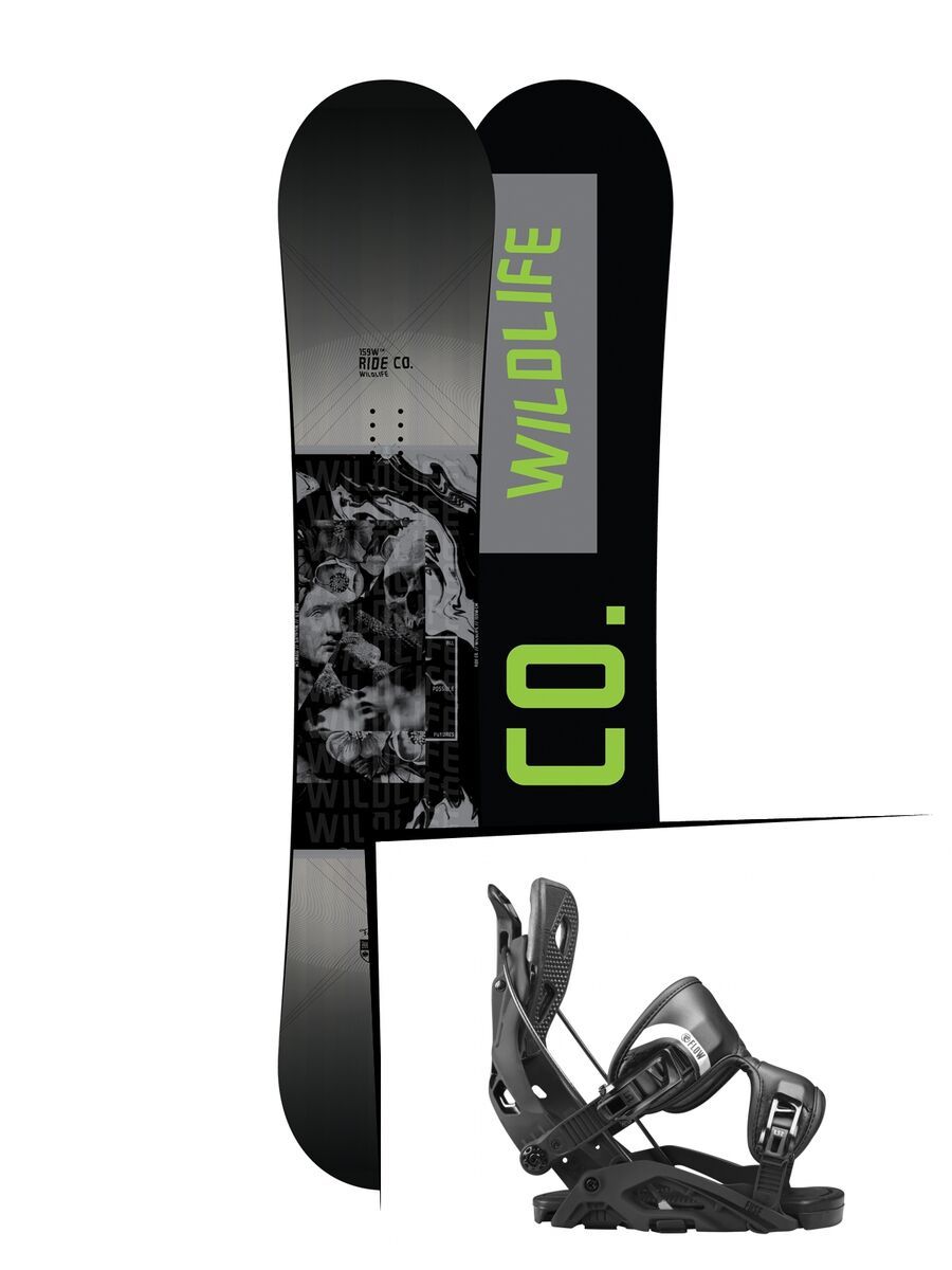 Set: Ride Wild Life Wide 2017 + Flow Fuse 2017, black - Snowboardset - Bild 1