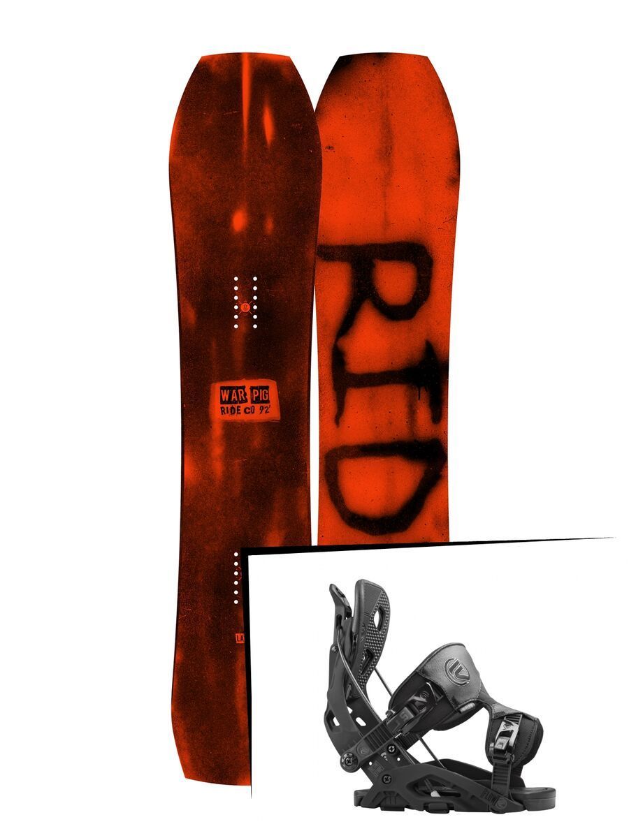 Set: Ride Warpig Large 2017 + Flow Fuse 2016, black - Snowboardset - Bild 1