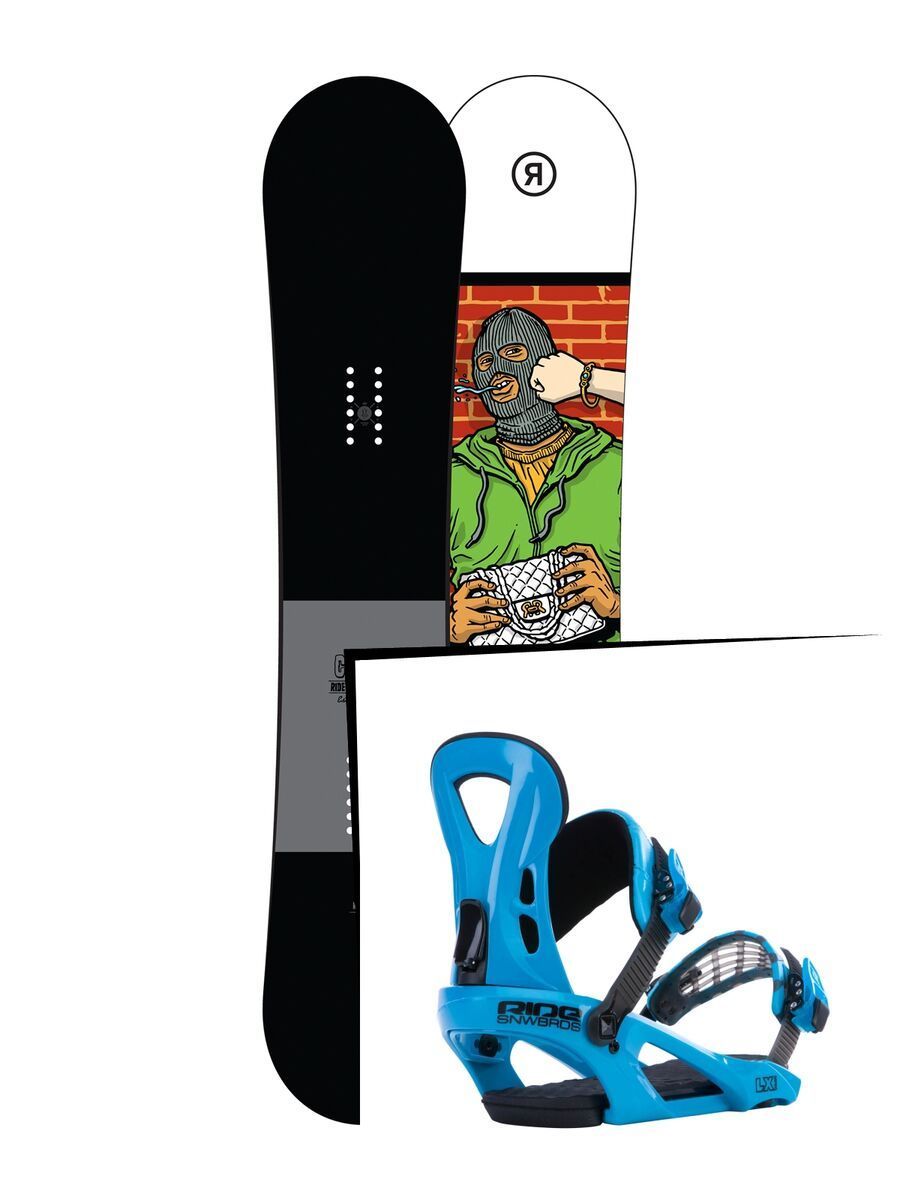 Set: Ride Crook 2017 + Ride LX 2015, cyan - Snowboardset - Bild 1