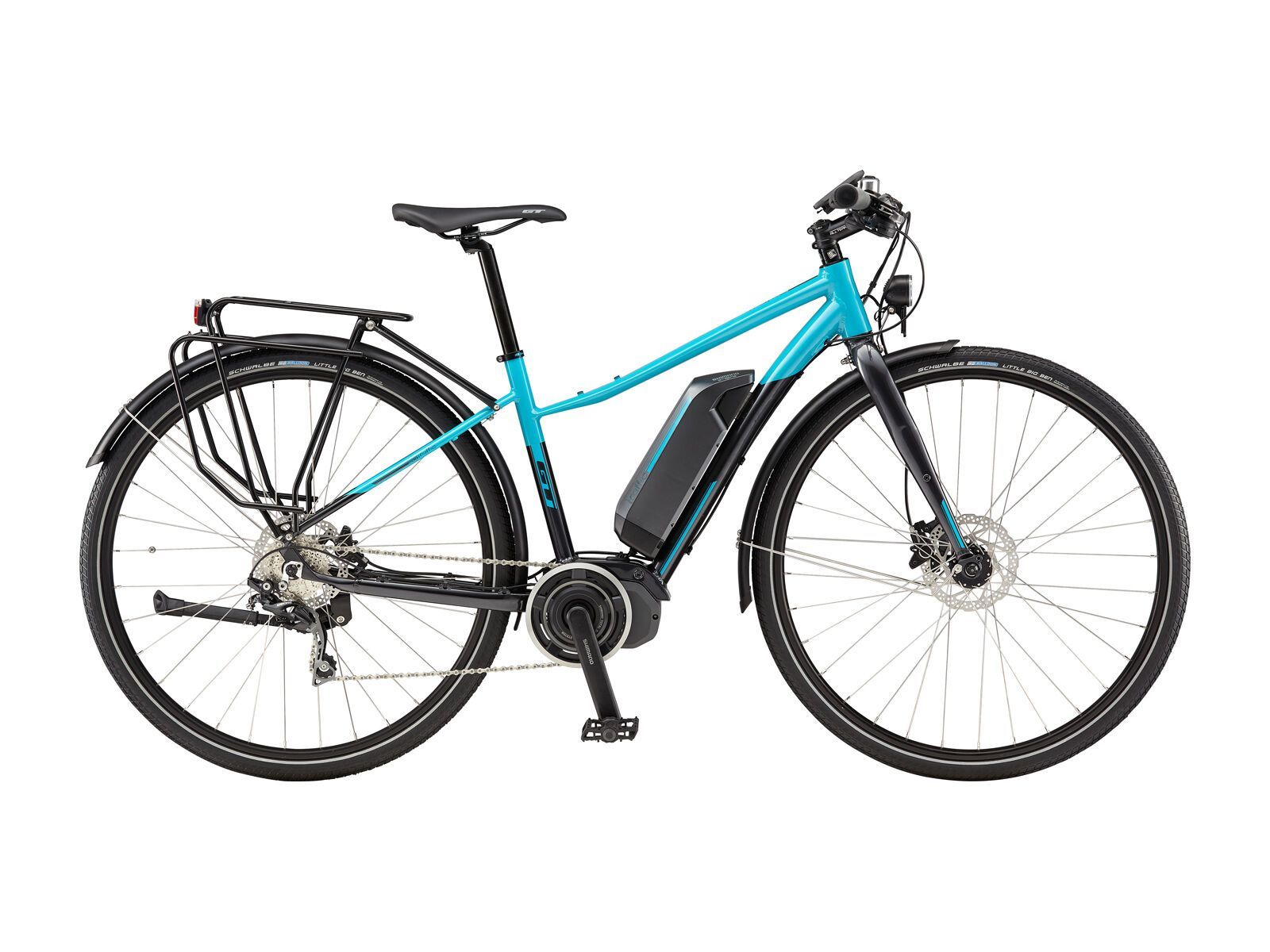 GT eTraffic AMP Step Thru, gloss teal & gun reflective decals - Bild 1