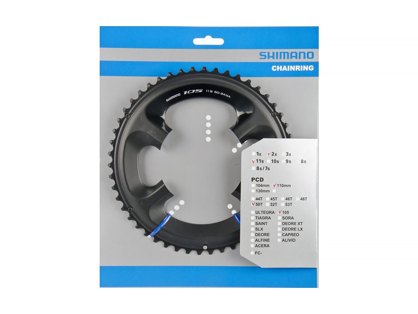 Shimano 105 Kettenblatt für FC-5800 außen - 2x11 (MA), schwarz - Bild 1