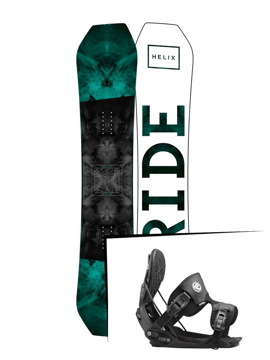 Set: Ride Helix 2017 + Flow Five 2016, black - Snowboardset | Bild 1