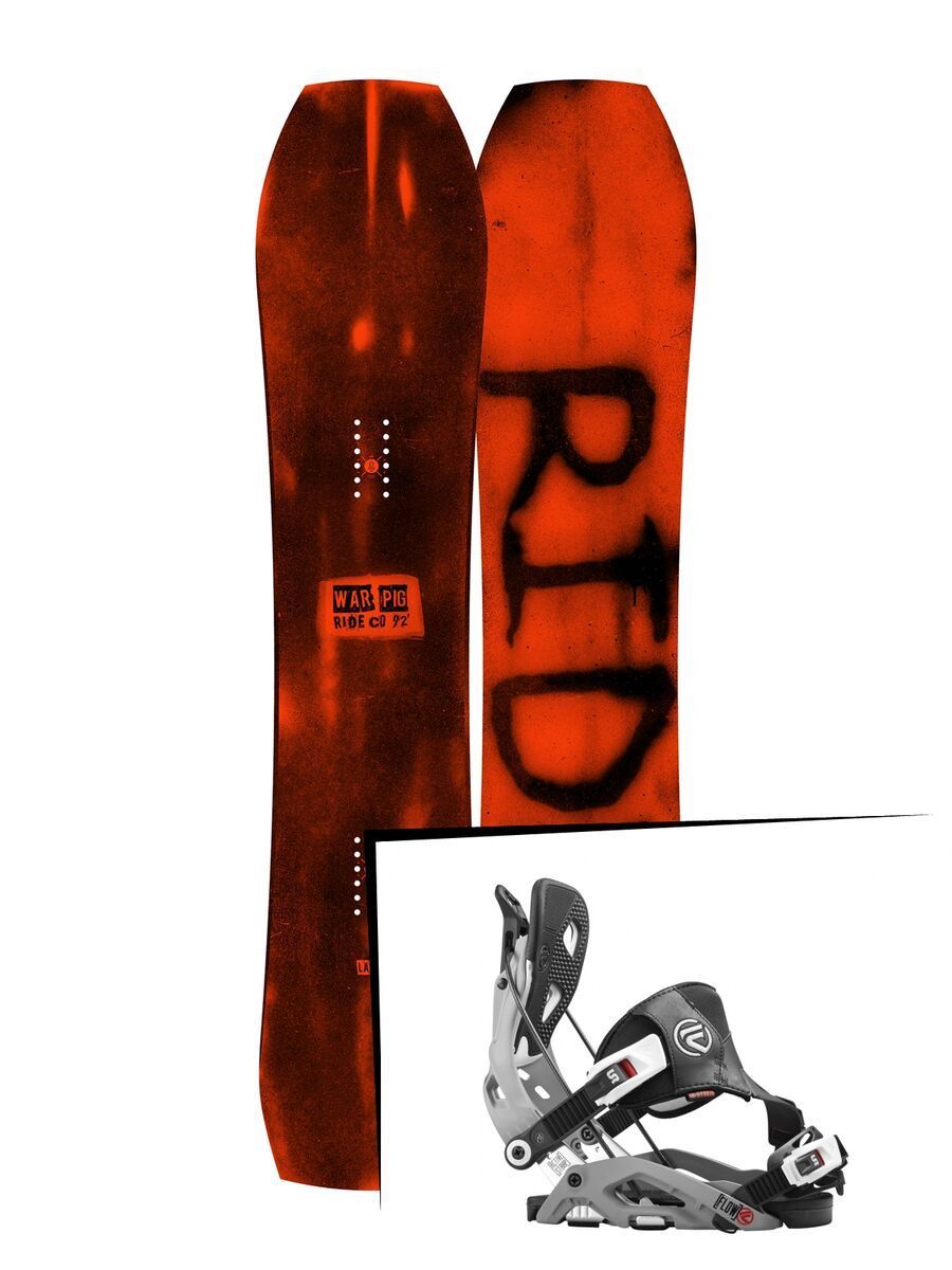 Set: Ride Warpig Large 2017 + Flow Fuse Hybrid 2016, grey - Snowboardset - Bild 1