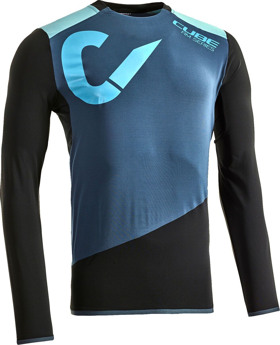 Cube AM Rundhalstrikot langarm, grey´n´black´n´blue - Bild 1
