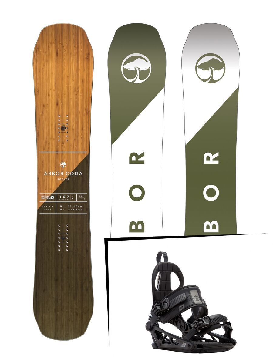 Set: Arbor Coda Rocker 2017 + K2 Cinch CTC 2017, black - Snowboardset - Bild 1