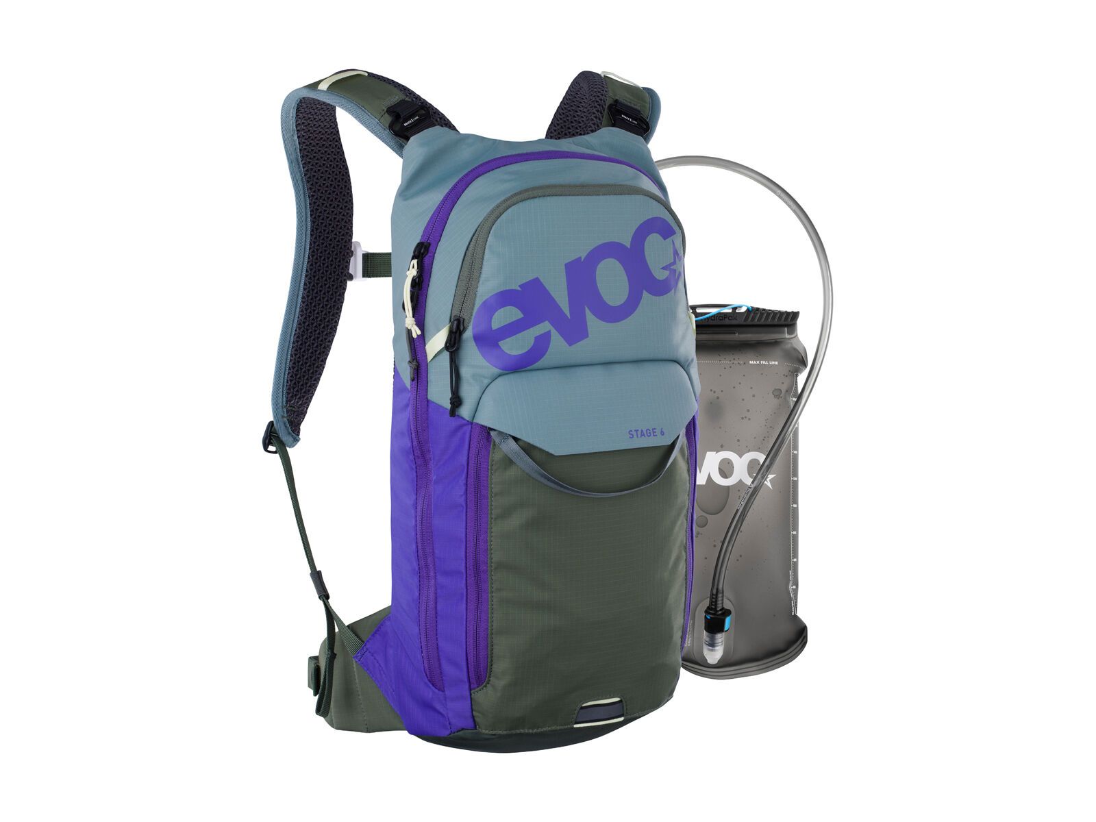 Evoc Stage 6 + Hydration Bladder 2, steel/violet/dark olive - Bild 1