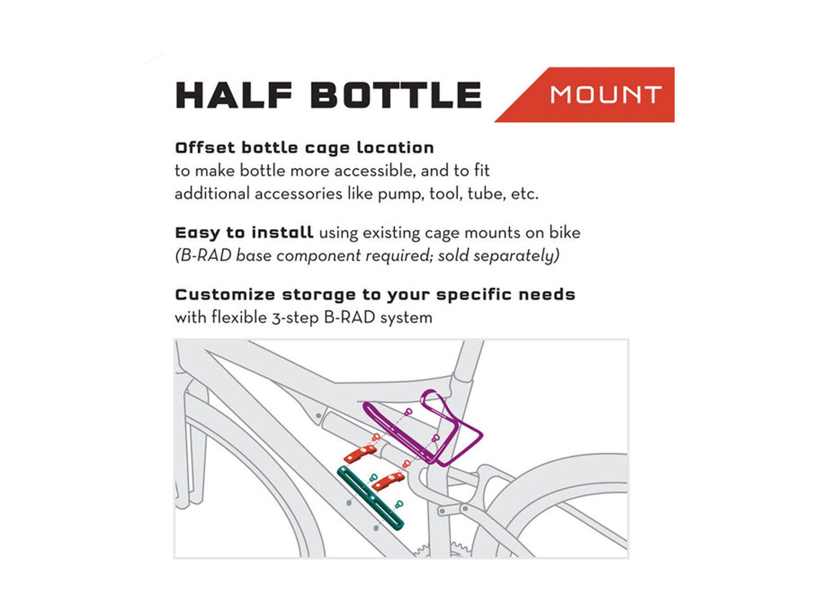 Wolf Tooth B-RAD Half Bottle Adapter + DogBone Base, black - Bild 2