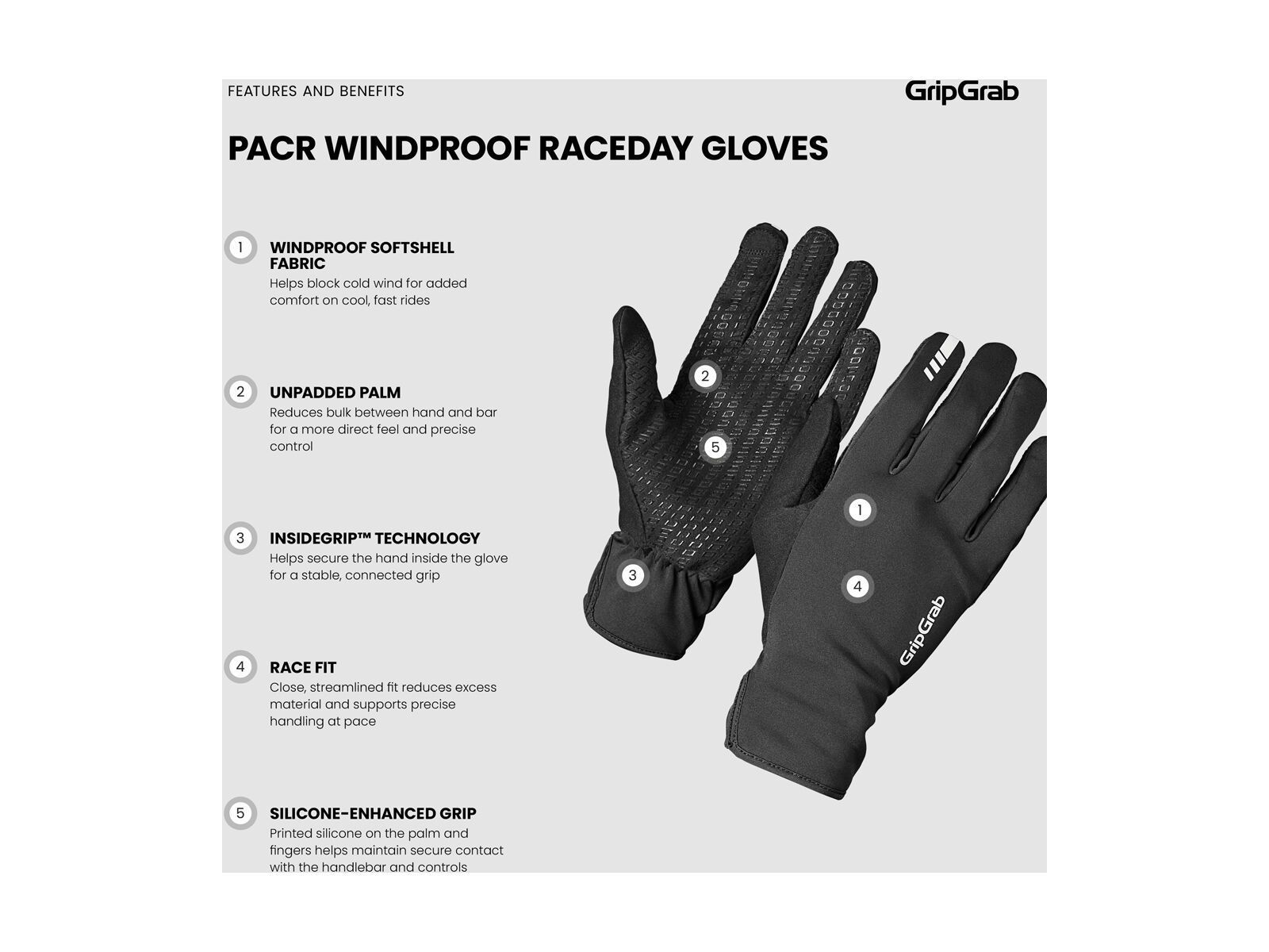 GripGrab PACR Windproof RaceDay Gloves, Black - Bild 11