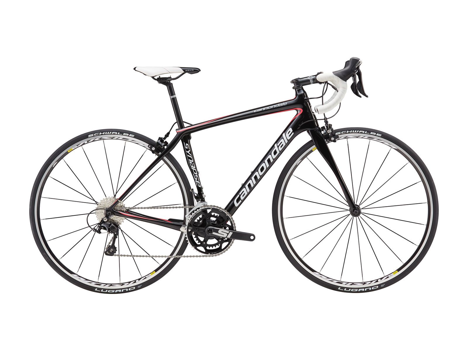 Cannondale Synapse Carbon Women's 105 5, jet black w/ acid strawberry, magnesium white and charcoal grey, gloss - Bild 1