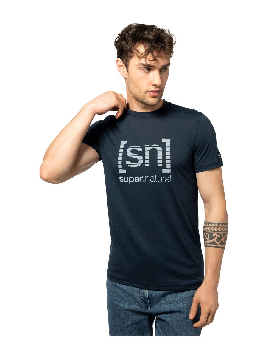 super.natural Grid Logo Tee Herren, blueberry/vapor grey - Bild 3