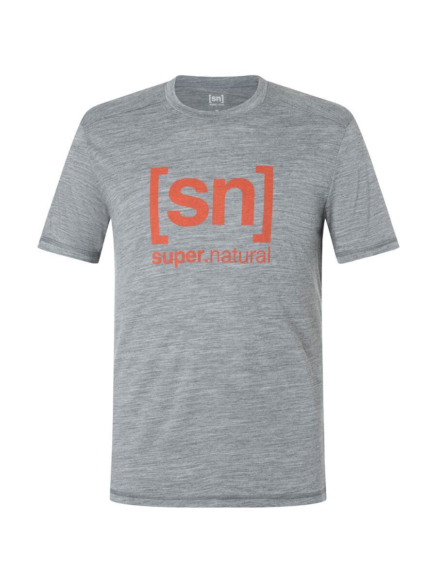 super.natural Logo Tee Herren, cashmere grey melange/chilli - Bild 1