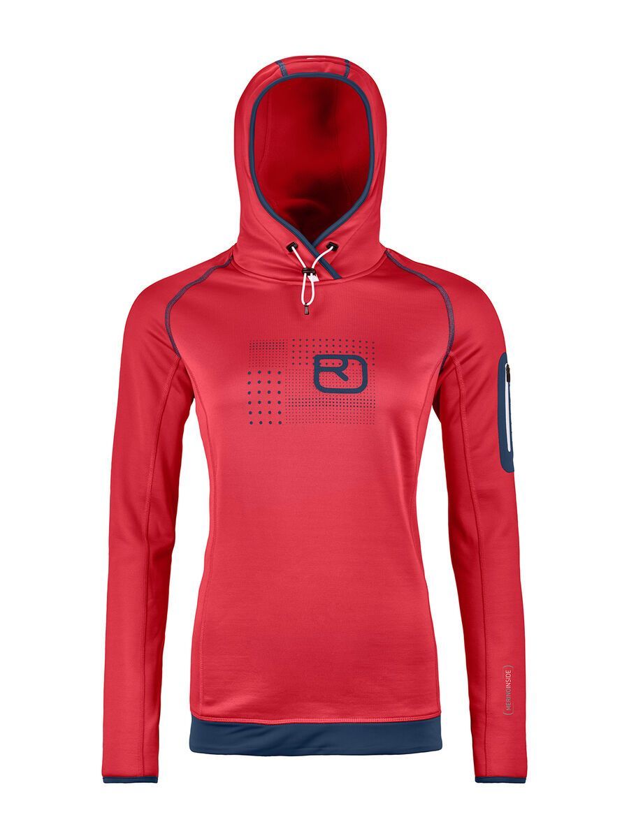 Ortovox Merino Fleece Logo Hoody W, hot coral - Bild 1