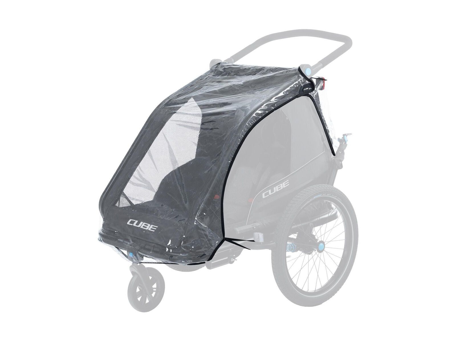 Cube Regenschutz für Kinder Fahrradanhänger Double CMPT, transparent - Bild 2