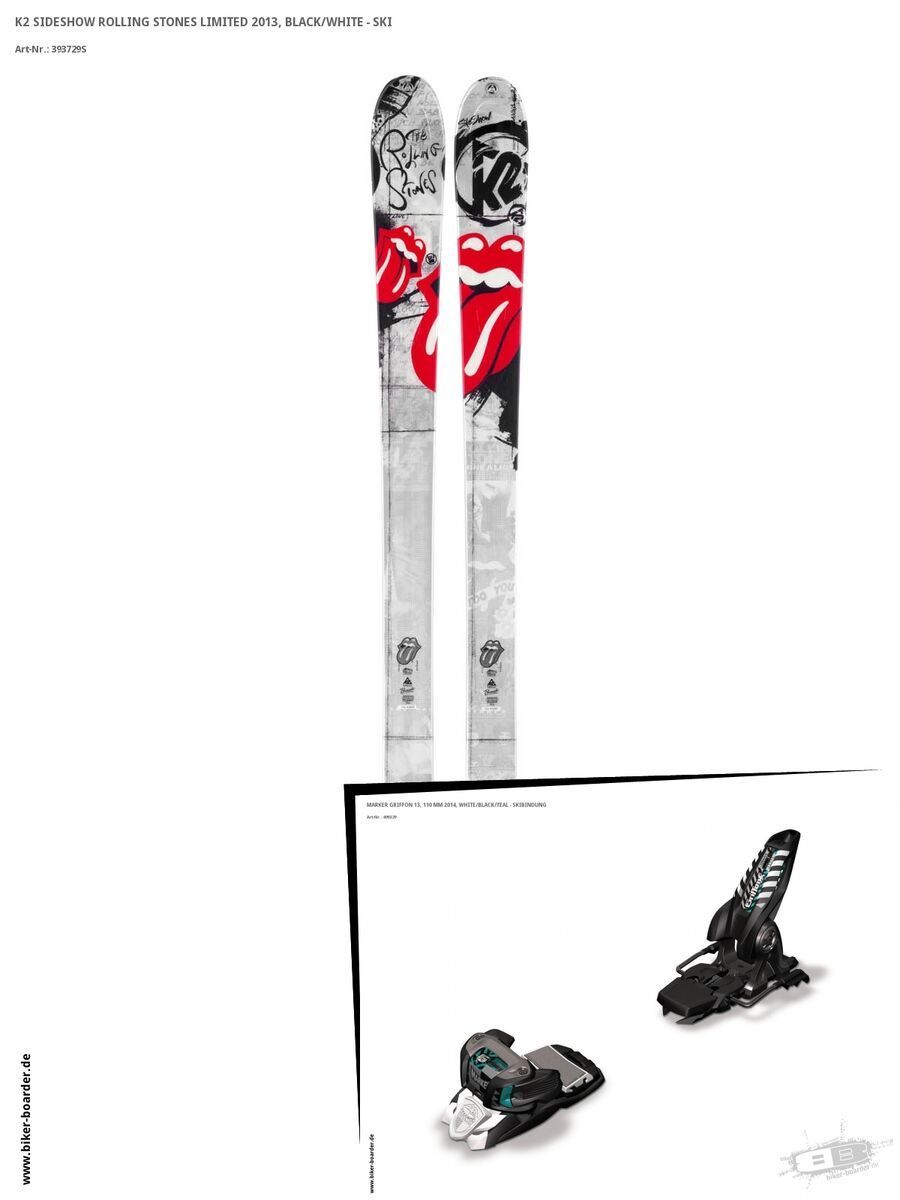 K2 SKI Set: Sideshow Rolling Stones Limited 2013 + Marker Griffon 13 - Bild 1