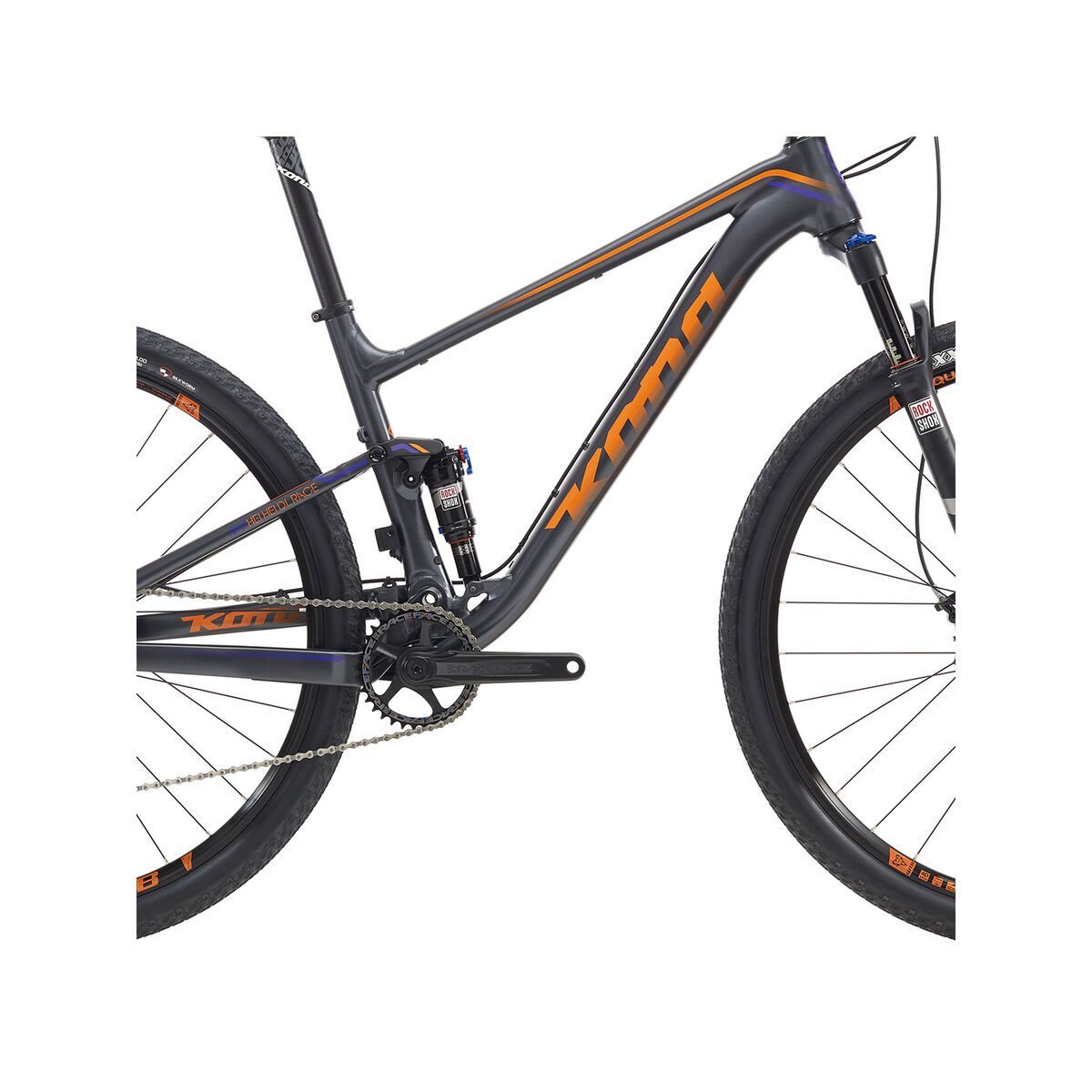 Kona Hei Hei DL Race, matt charcoal w/ team orange & purple decals - Bild 3