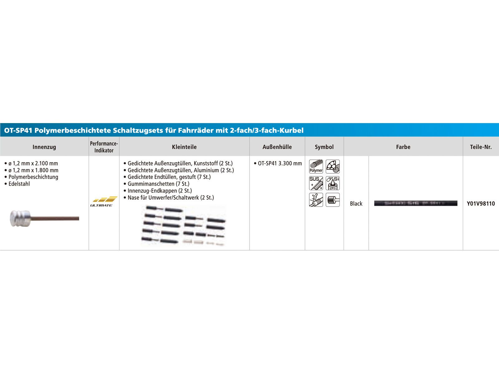 Shimano Schaltzug-Set MTB Edelstahl polymerbeschichtet - 1x 1.800/1x 2.100 mm - Bild 2