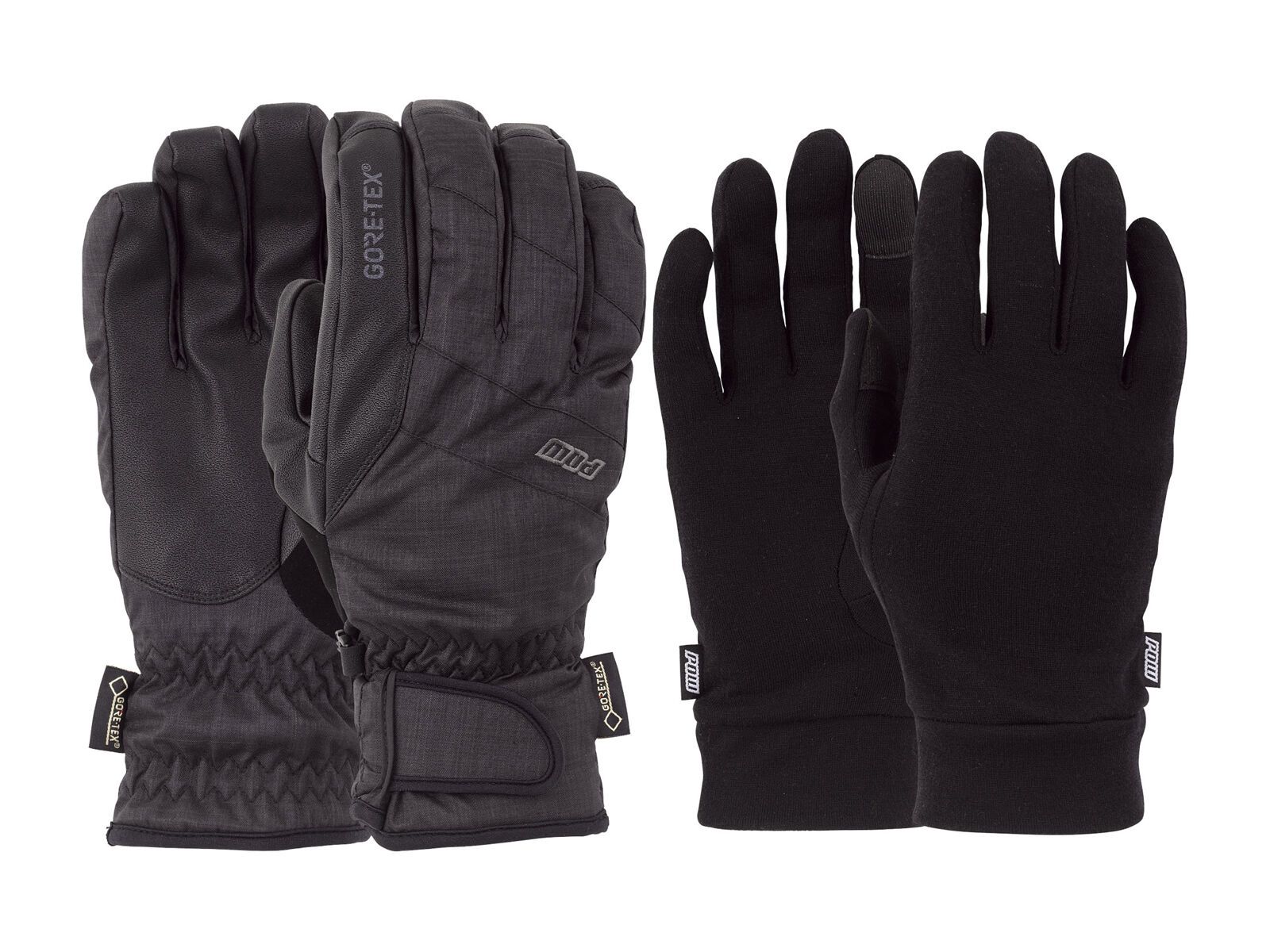 POW Gloves Warner Gore-Tex Short Glove + Merino Liner, black - Bild 2