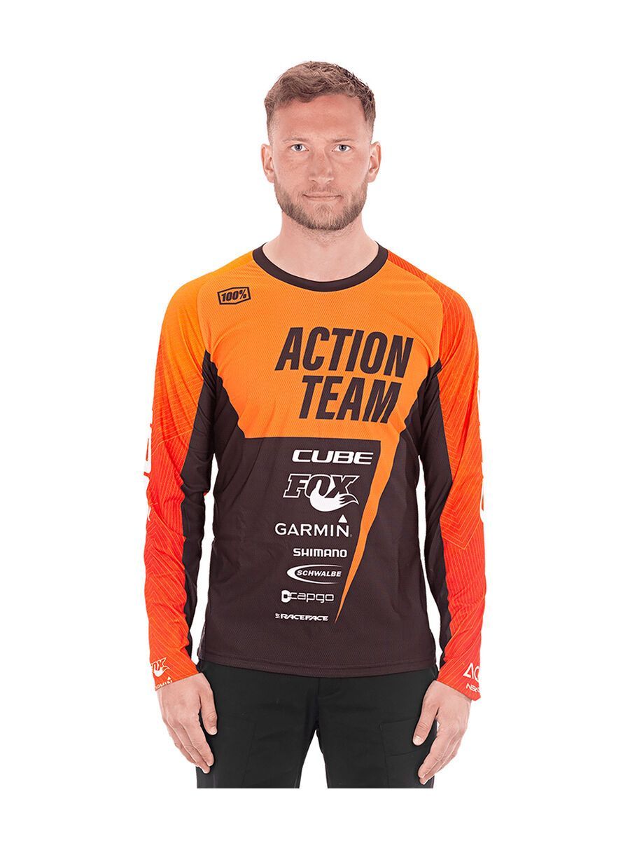 Cube Edge Rundhalstrikot langarm X Actionteam, orange´n´black - Bild 2