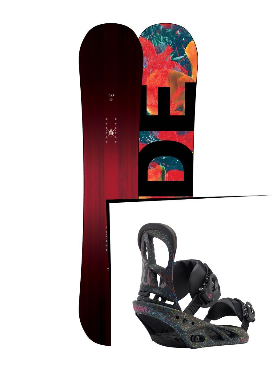 Set: Ride Saturday 2017 + Burton Scribe 2017, splat a tat black - Snowboardset - Bild 1
