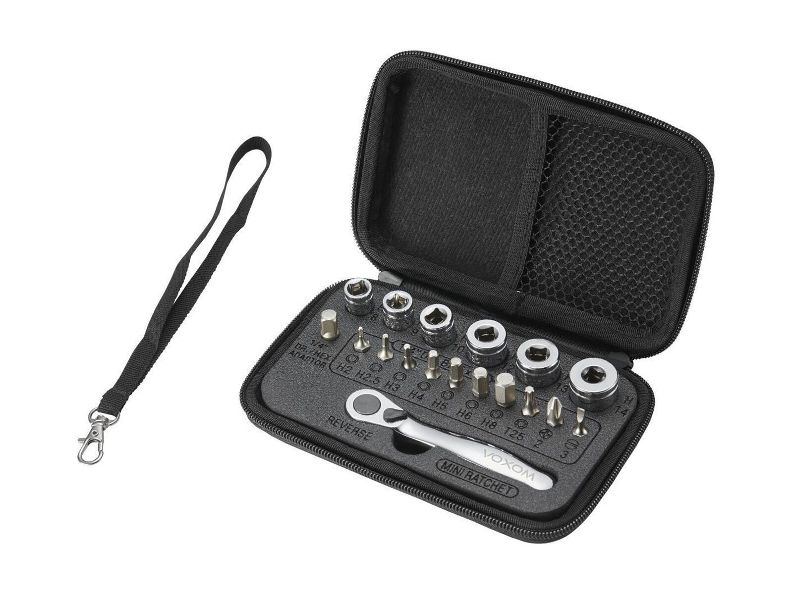 Voxom Fahrrad Werkzeugset WK2 - Ratsche inkl. Aufsätze, schwarz - Bild 1