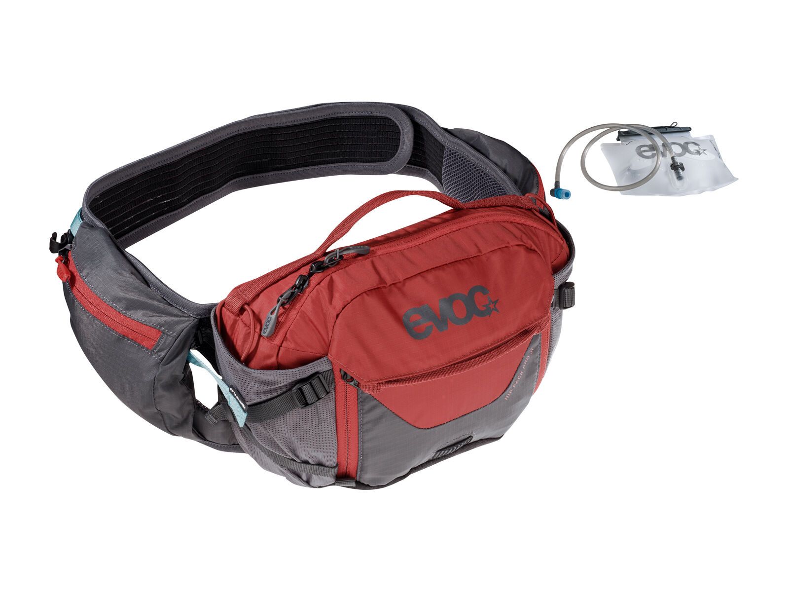 Evoc Hip Pack Pro 3 + Hydration Bladder 1,5, carbon grey/chili red - Bild 1