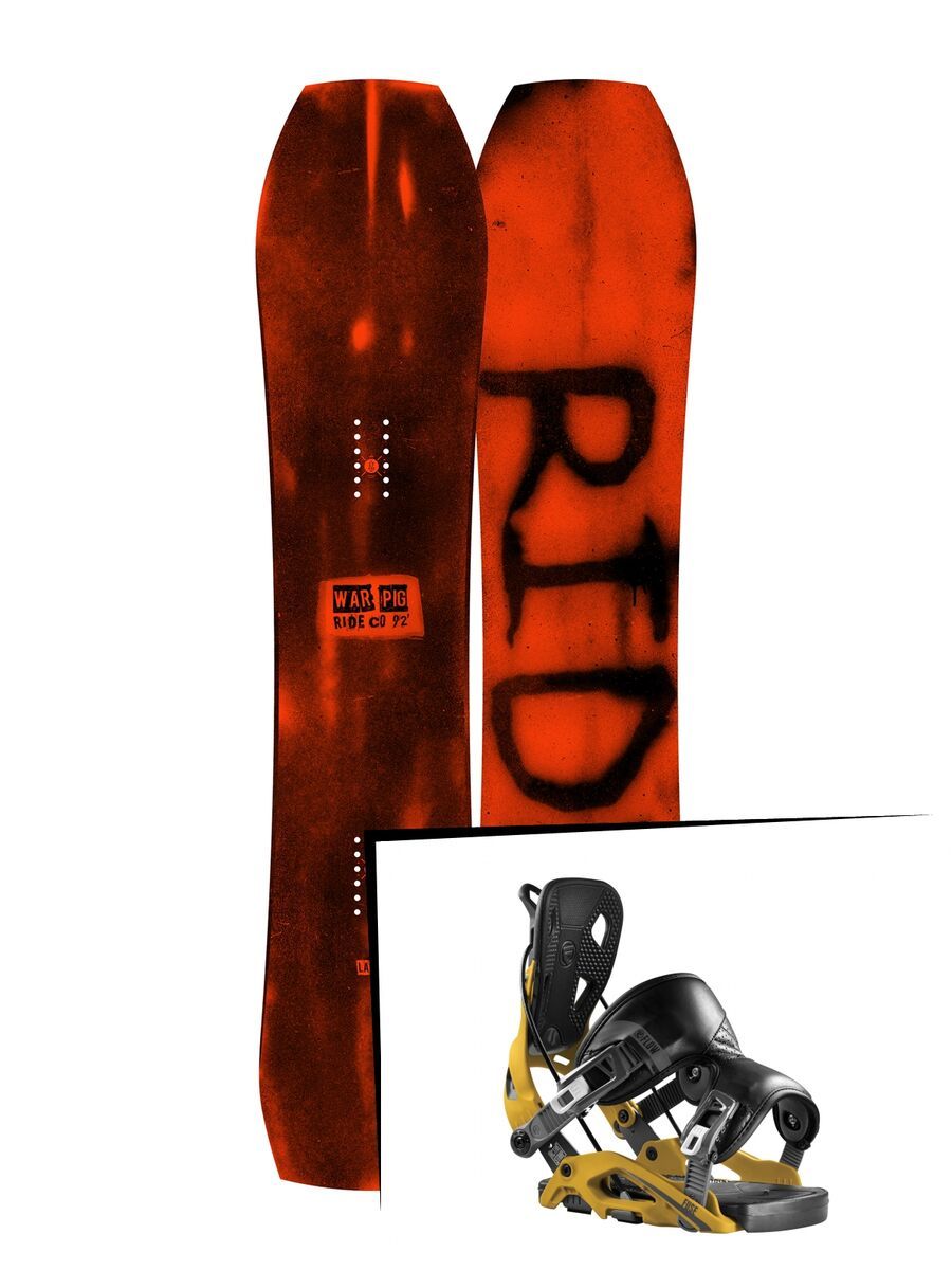 Set: Ride Warpig Large 2017 + Flow Fuse 2017, mustard - Snowboardset - Bild 1