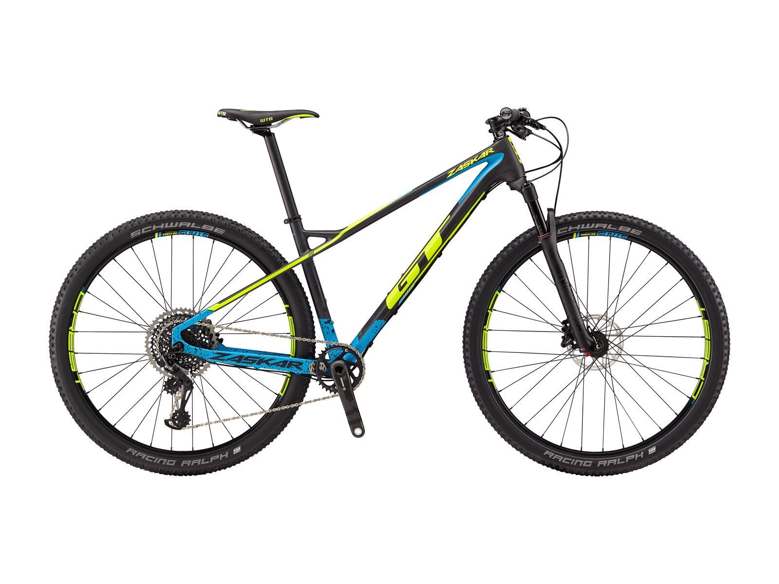 GT Zaskar Carbon Pro, satin raw w/ cyan & neon yellow - Bild 1