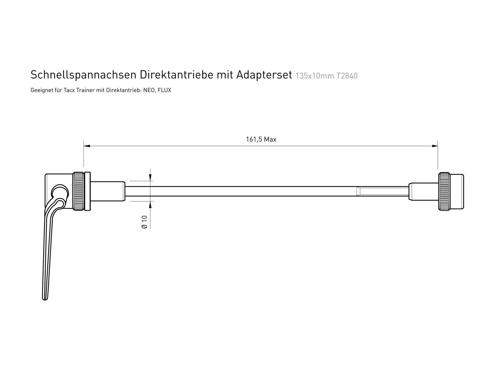 Tacx Direktantrieb-Schnellspanner-Adapterset T2840 - 135 x 10 mm - Bild 2