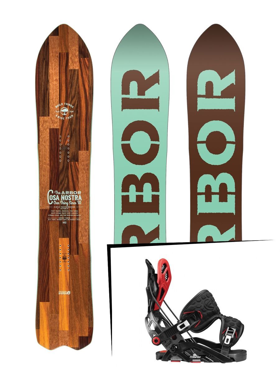 Set: Arbor Cosa Nostra 2017 + Flow Fuse-GT 2017, black/red - Snowboardset - Bild 1
