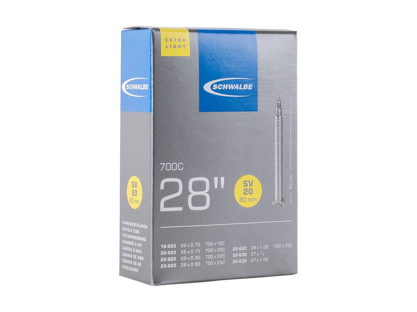 Schwalbe Schlauch SV 20 Extra Light - 28 Zoll / 700 x 18-25C / 80 mm - Bild 1