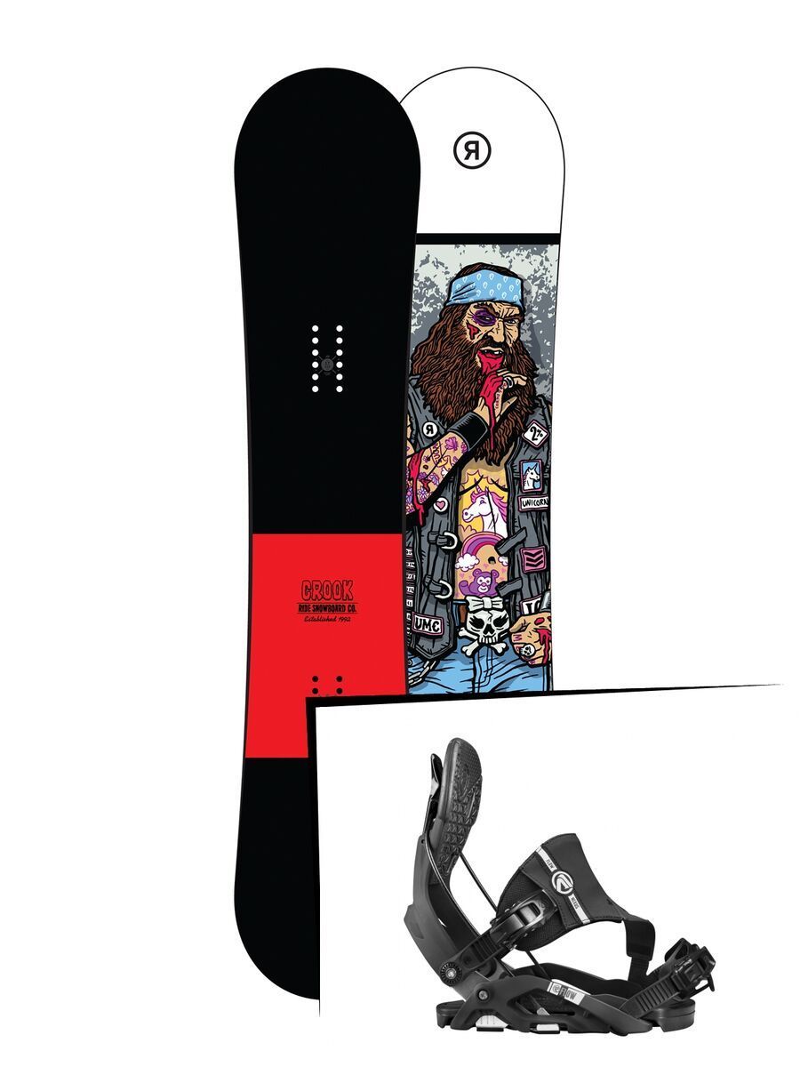 Set: Ride Crook Wide 2017 + Flow Nexus Hybrid 2017, black - Snowboardset - Bild 1