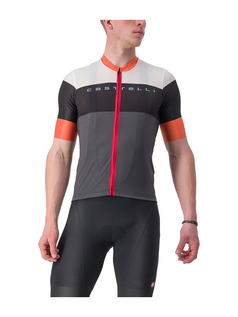 Castelli Sezione Jersey dark gray/black-scarlet ibis L 4523092-030-L